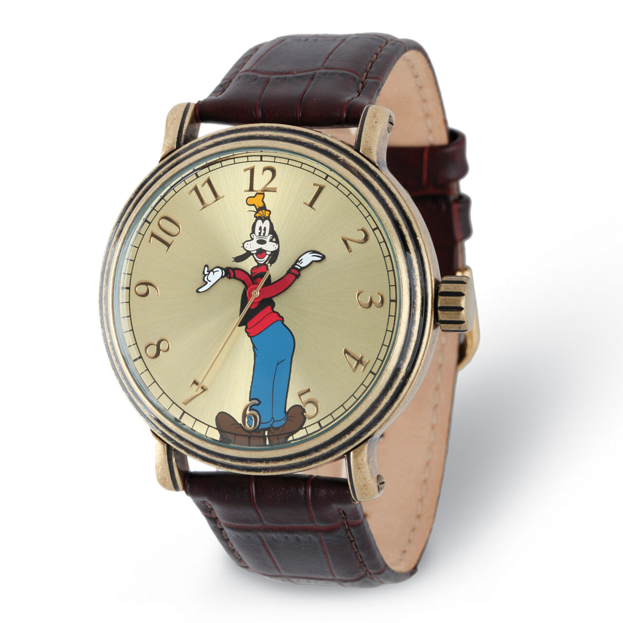 Disney Adult Size Goofy with Moving Arms Antique Gold-tone Watch XWA5750
