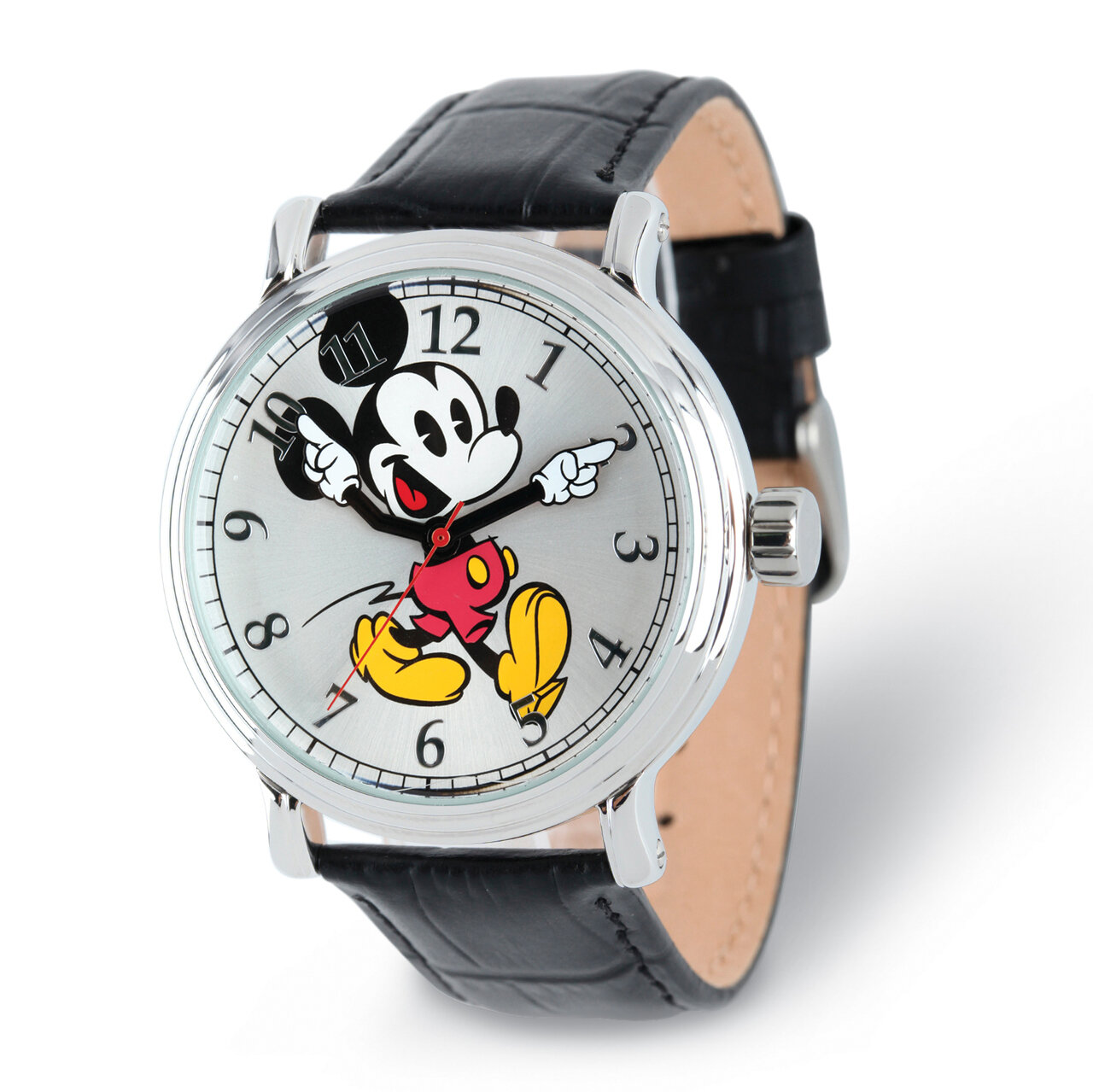 Disney Adult Size Mickey Mouse with Moving Arms Silver-tone Watch XWA5759