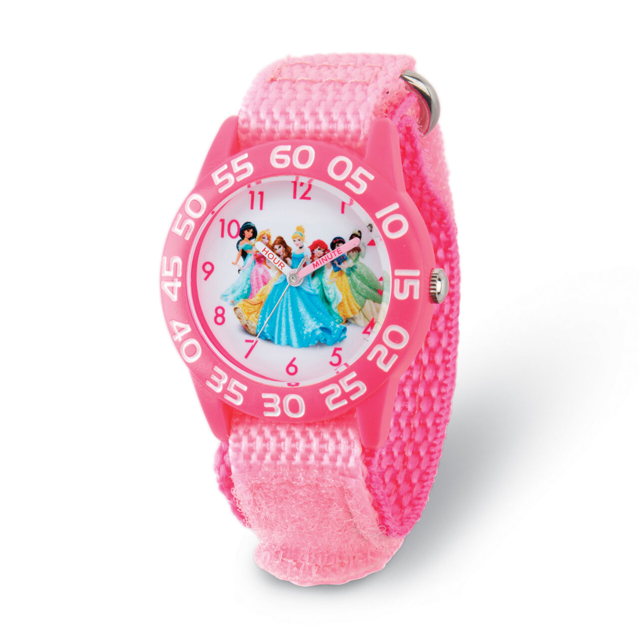 Disney Princess Kids Acrylic Pink Strap Time Teacher Watch XWA5768