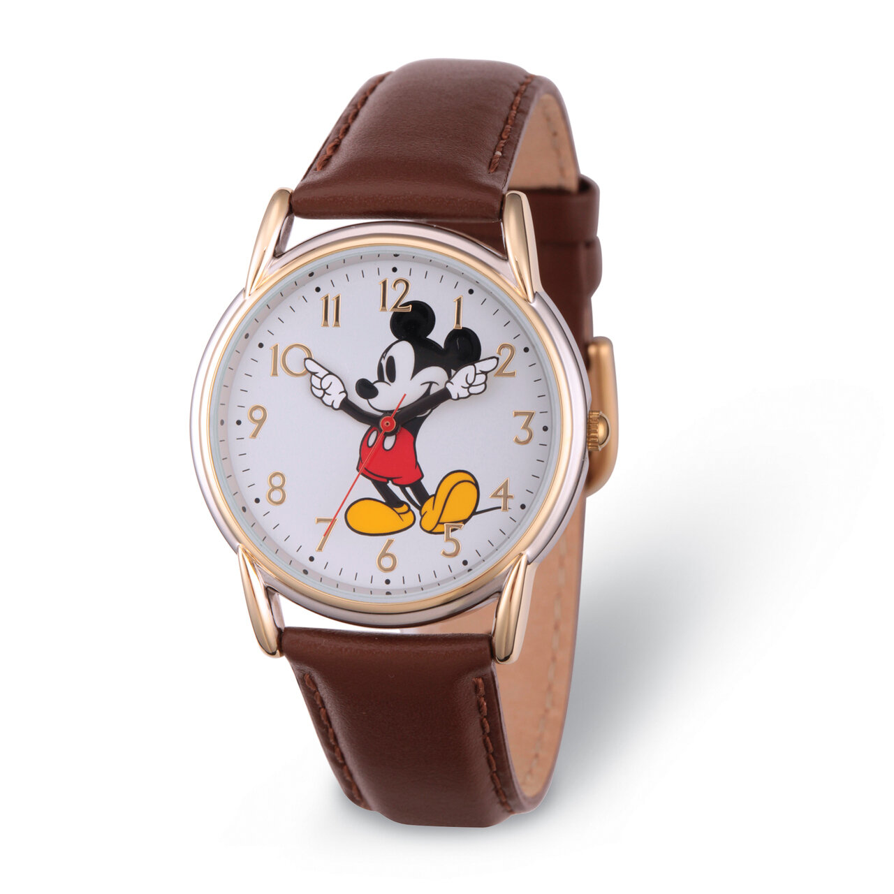Disney Adult Size Brown Strap Mickey Mouse with Moving Arms Watch XWA5773