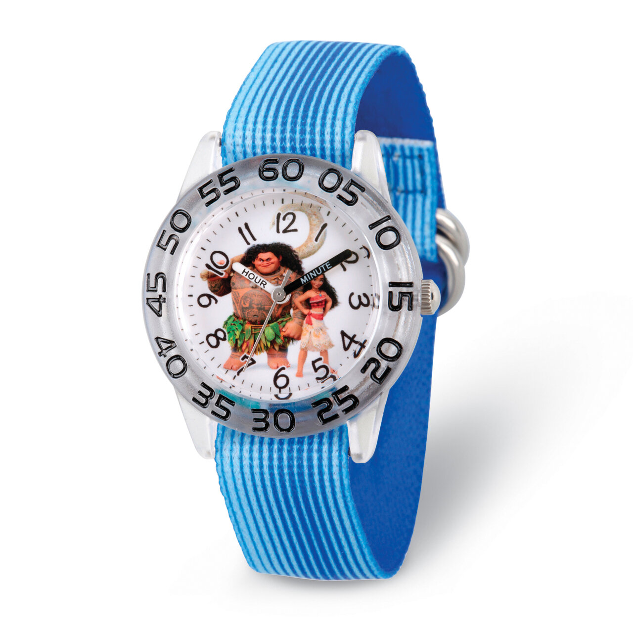 Disney Kids Moana Characters Blue Strap Acrylic Time Teacher Watch XWA5781
