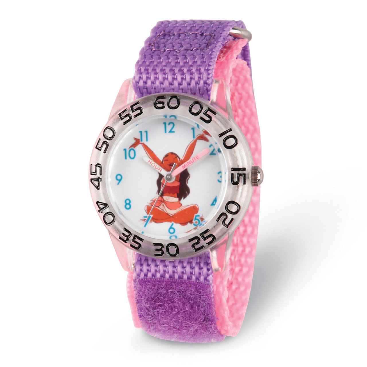 Disney Kids Moana Acrylic Purple Strap Time Teacher Watch XWA5782
