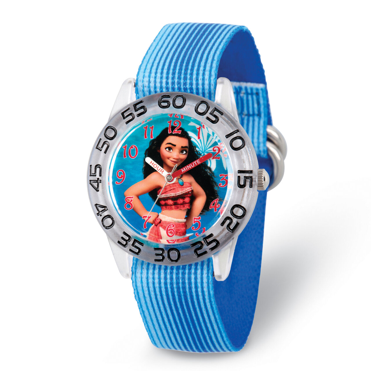 Disney Kids Moana Blue Strap Acrylic Time Teacher Watch XWA5783