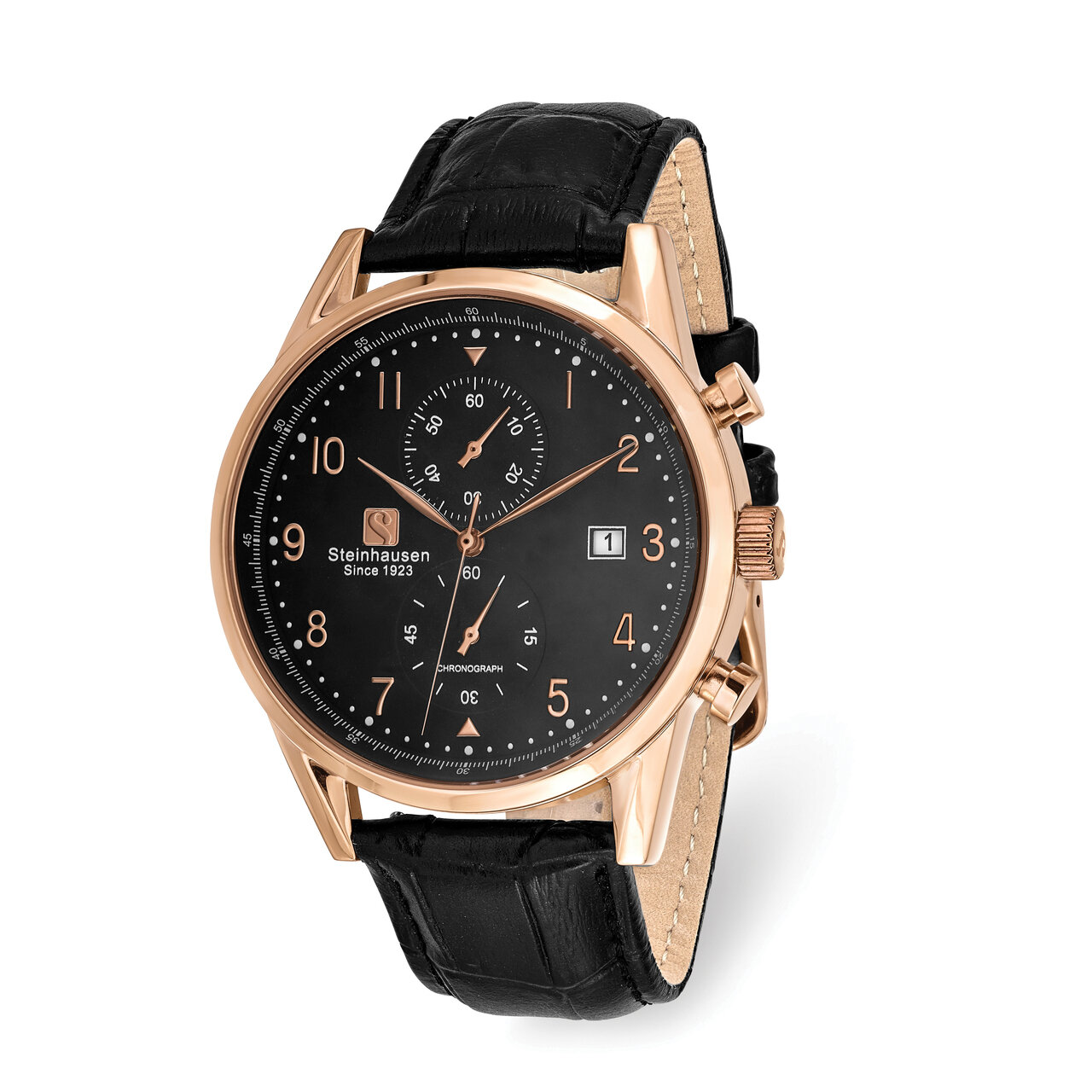 Steinhausen Lugano Rose IP-plated Black Dial Chronograph Watch XWA5823