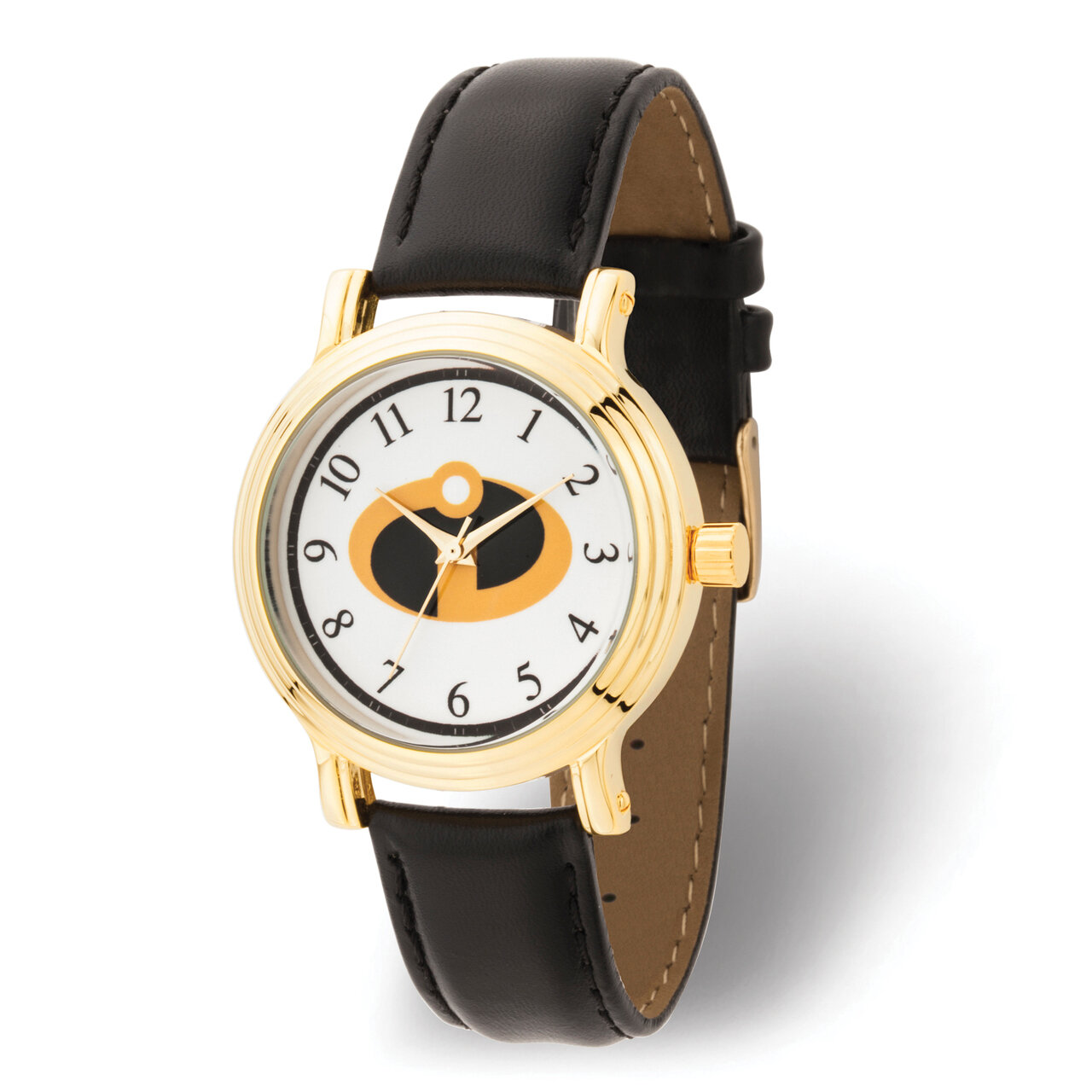 Disney Adults Incredibles 2 Logo IPG-plated Black Leather Watch  XWA5850, MPN: XWA5850, 842885105995