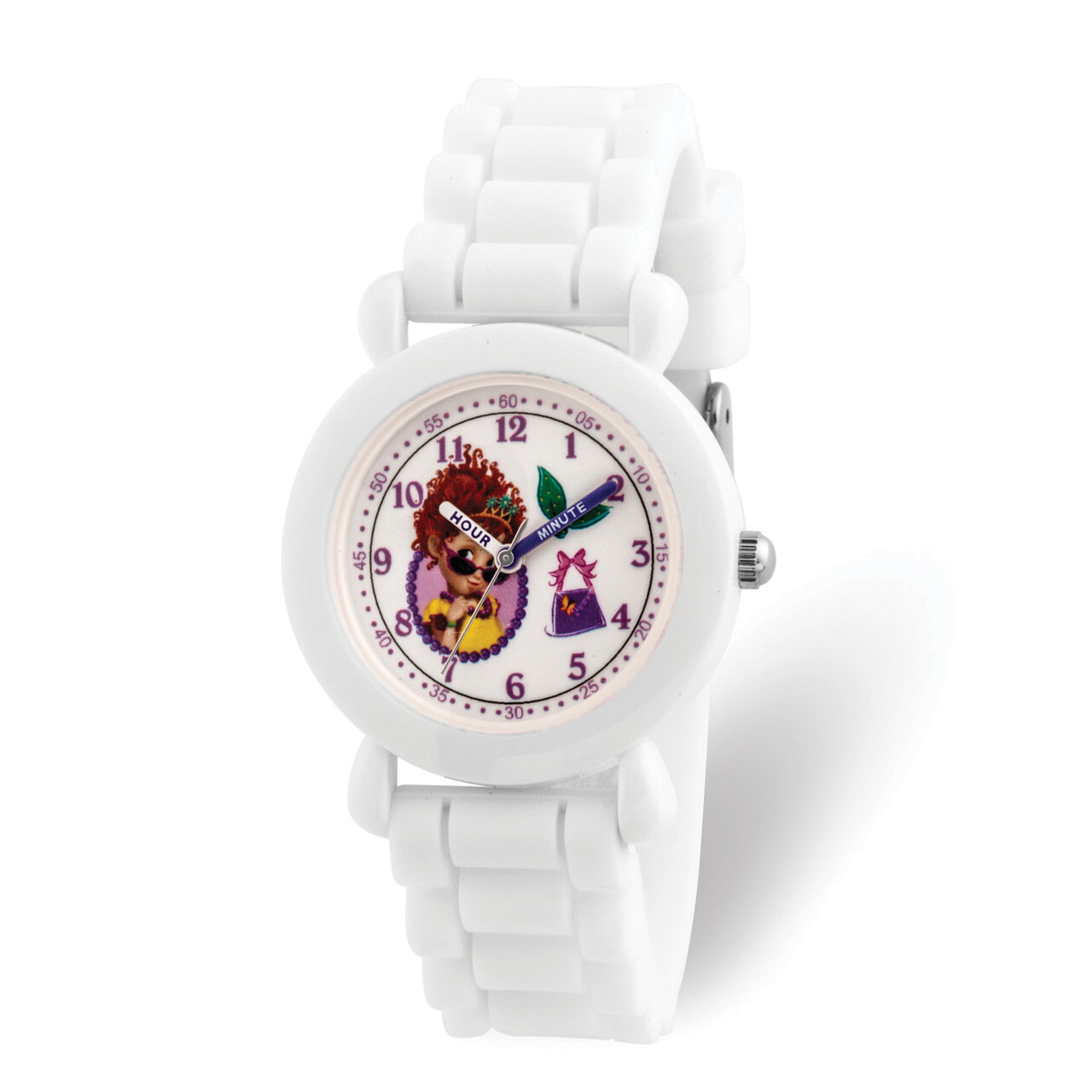 Disney Kids Fancy Nancy White Silicone Band Time Teacher Watch  XWA5883, MPN: XWA5883, 842885106510