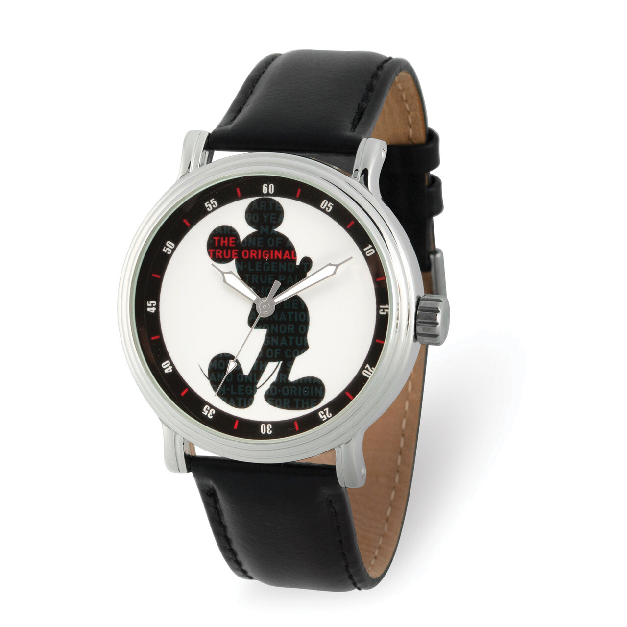 Disney Adult Mickey Mouse Silhouette Black Leather Band Watch XWA5896