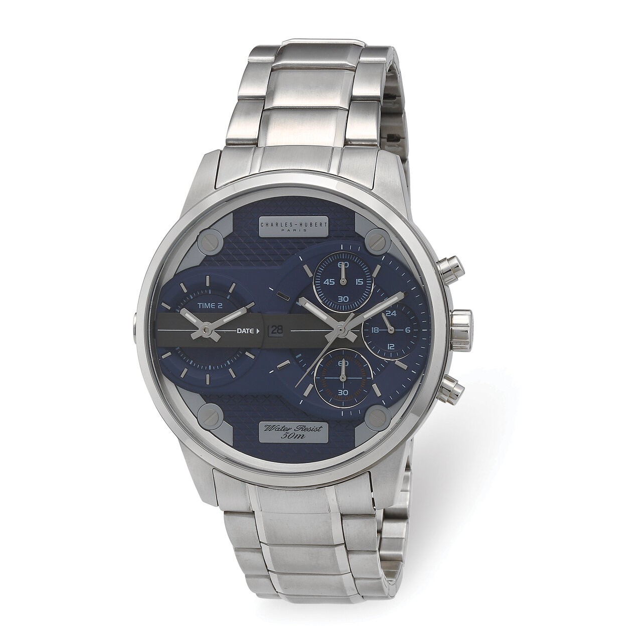 Charles Hubert Stainless Chronograph Dual Time Blue Dial Watch  XWA6033, MPN: XWA6033, 848870009200
