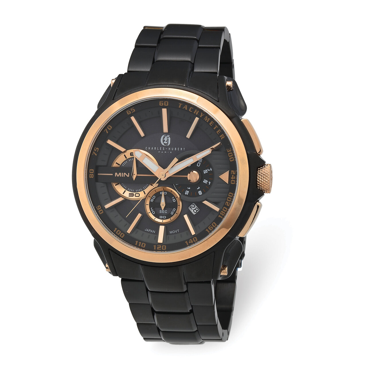Charles Hubert IP Black Stainless Steel Chronograph Black Dial Watch XWA6035
