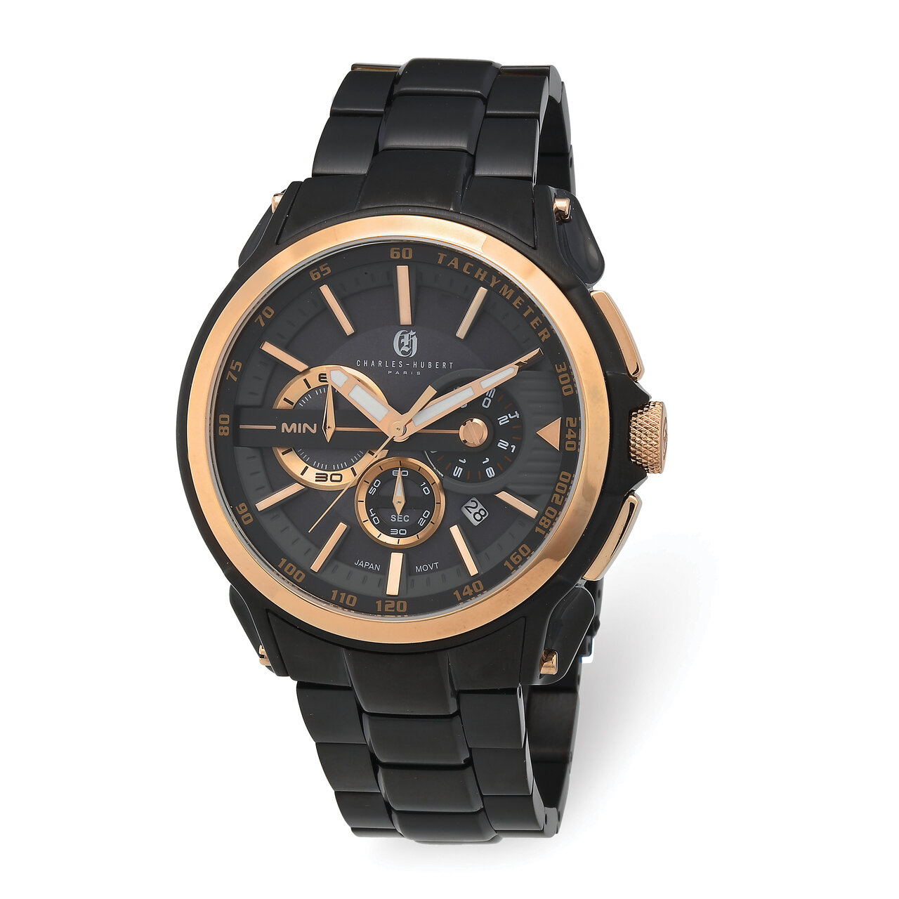 Charles Hubert IP Black Stainless Steel Chronograph Black Dial Watch  XWA6035, MPN: XWA6035, 848870…