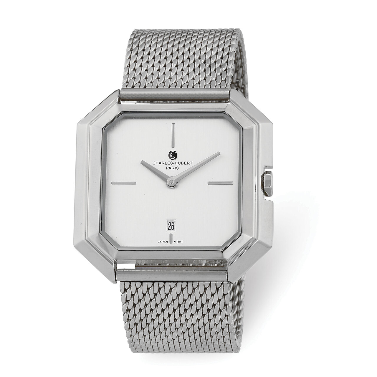 Charles Hubert Mens Stainless Mesh Silver Dial Quartz Watch  XWA6076, MPN: XWA6076, 848870009156