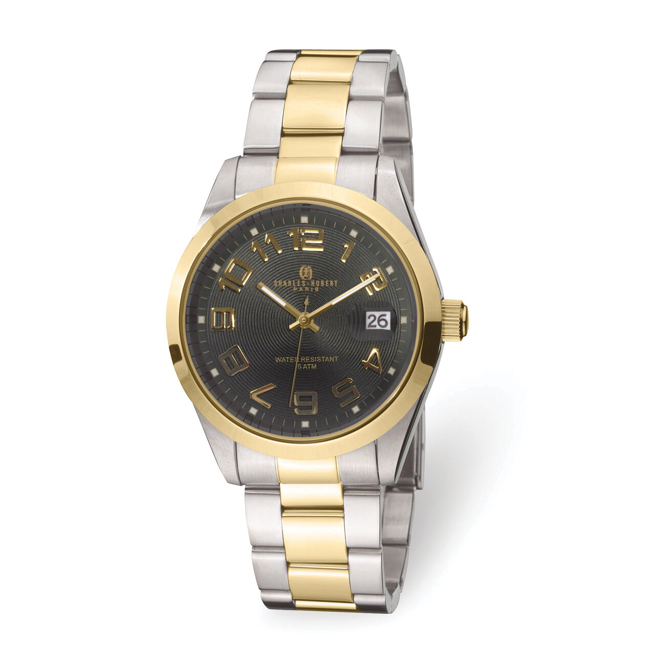 Charles Hubert 2-tone Stainless Steel Black Dial Quartz Watch  XWA6086, MPN: XWA6086, 848870009590