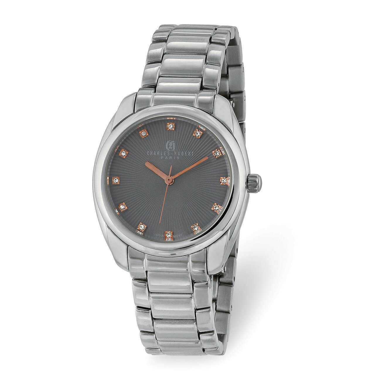 Charles Hubert Ladies Stainless Steel Grey Crystal Dial Watch XWA6090