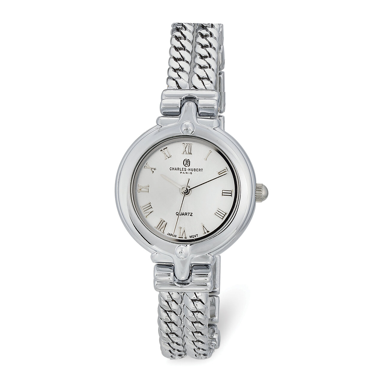 Charles Hubert Ladies Chrome Finish Silver Dial Chain Bracelet Watch XWA6102