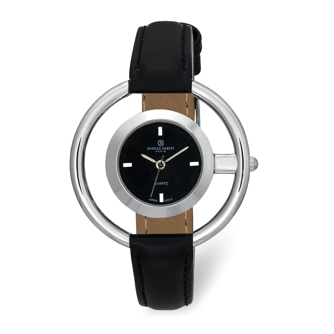 Charles Hubert Ladies Chrome Finish Black Dial Modern Circle Watch  XWA6103, MPN: XWA6103, 84887000…