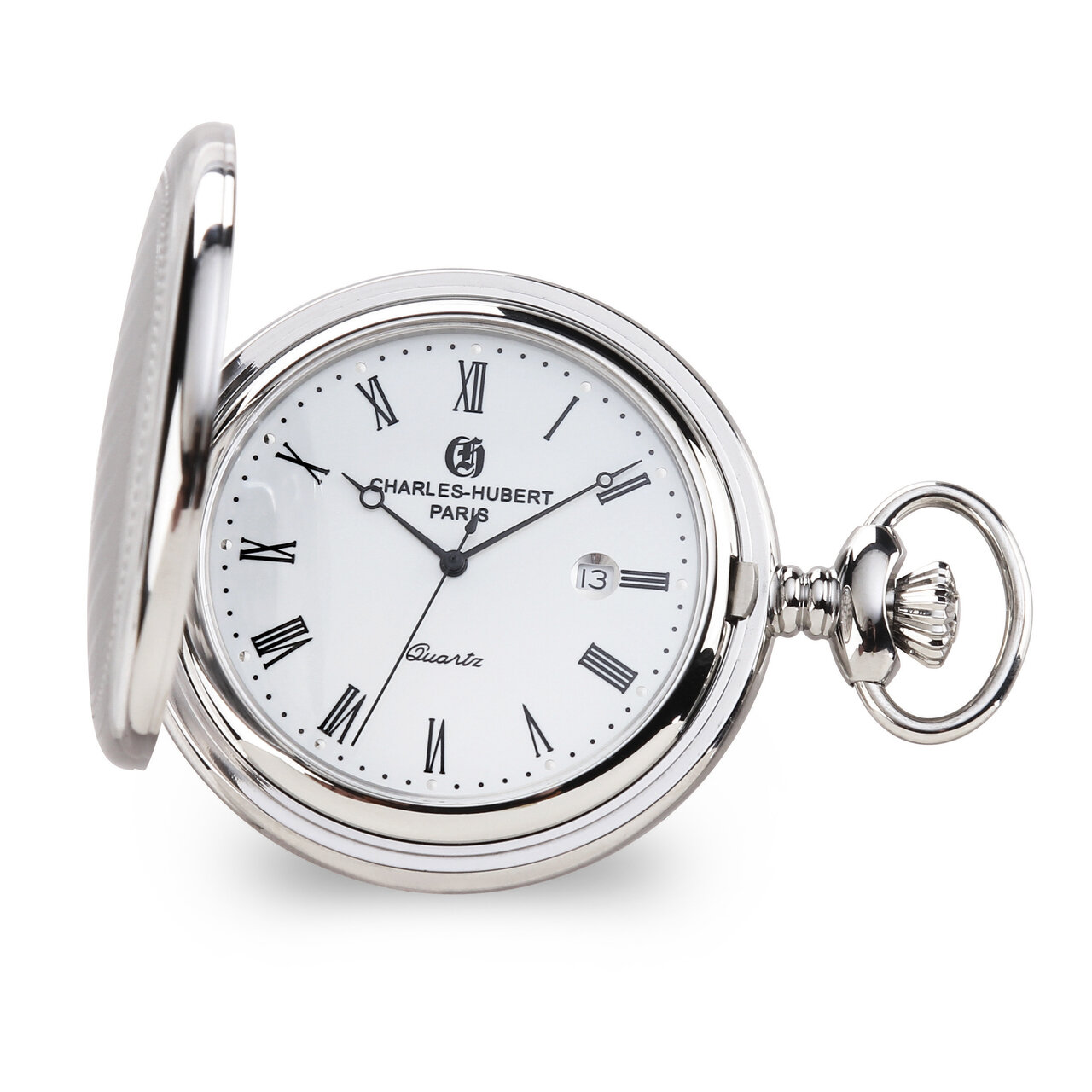 Charles Hubert Stainless Striped Case with Engraving Area Pocket Watch  XWA6113, MPN: XWA6113, 8488…