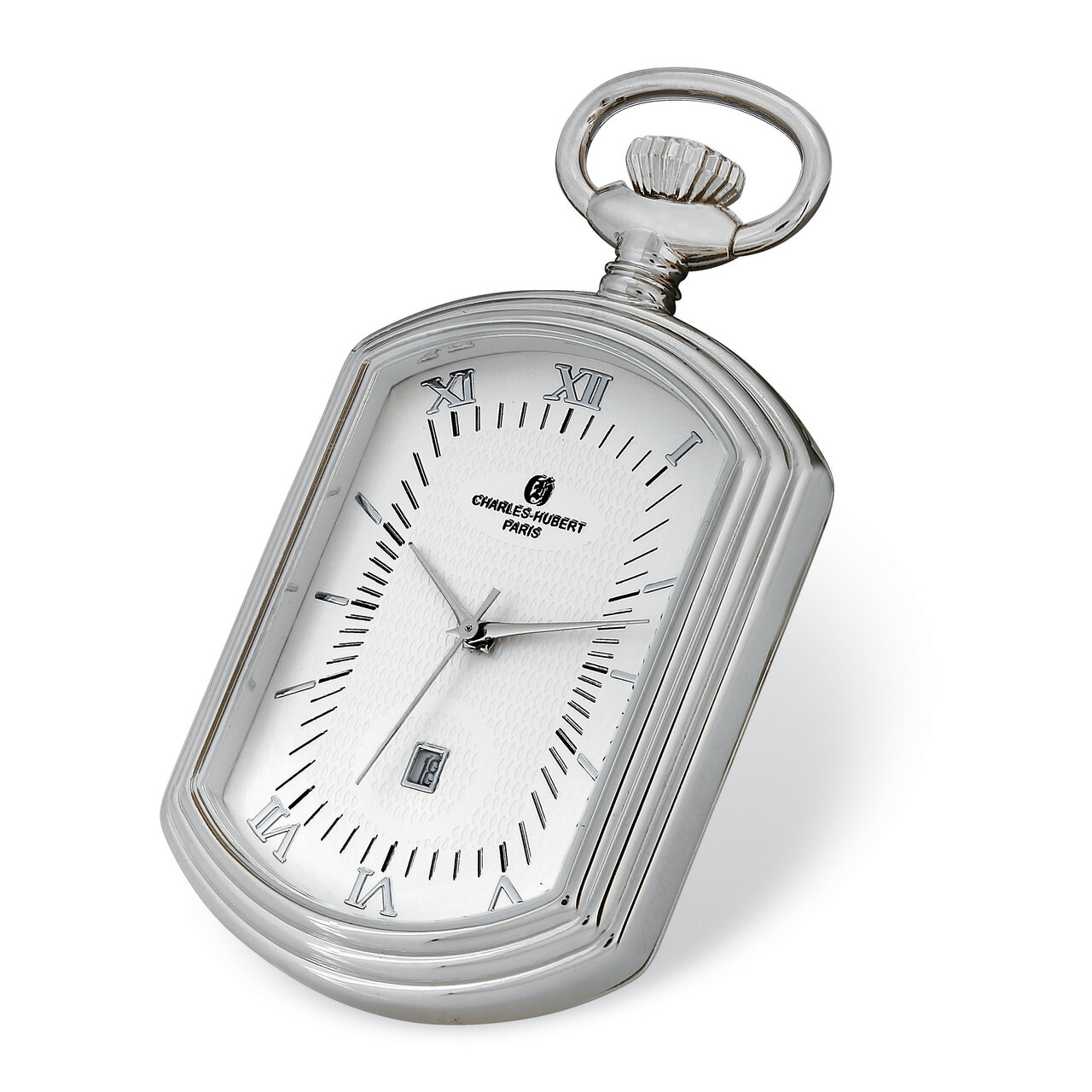 Charles Hubert Chrome Finish Open Face Rectangular Pocket Watch  XWA6119, MPN: XWA6119, 848870009088