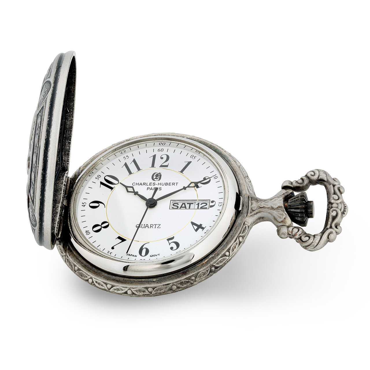 Charles Hubert Antique Chrome &amp; Satin Eagle Medallion Pocket Watch  XWA6142, MPN: XWA6142, 84887000…