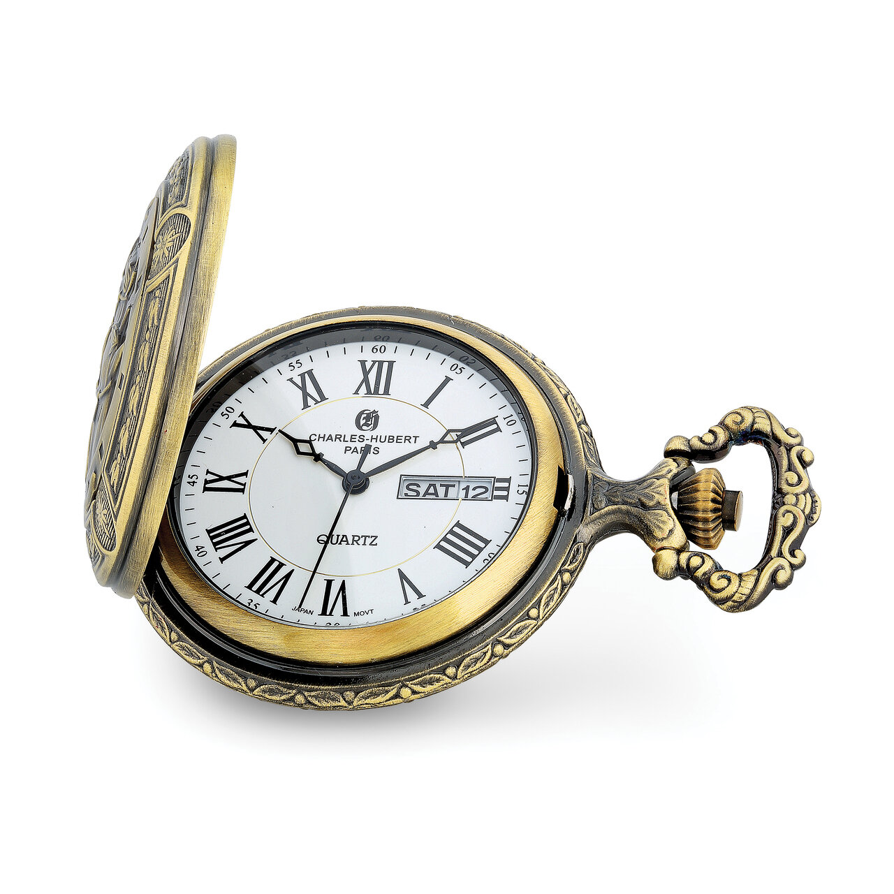 Charles Hubert Antique Gold Finish Train Pocket Watch XWA6147