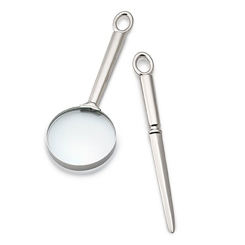 Mary Jurek Omega Magnifying Glass & Letter Opener with Ring & Box 2pc Set HOM014