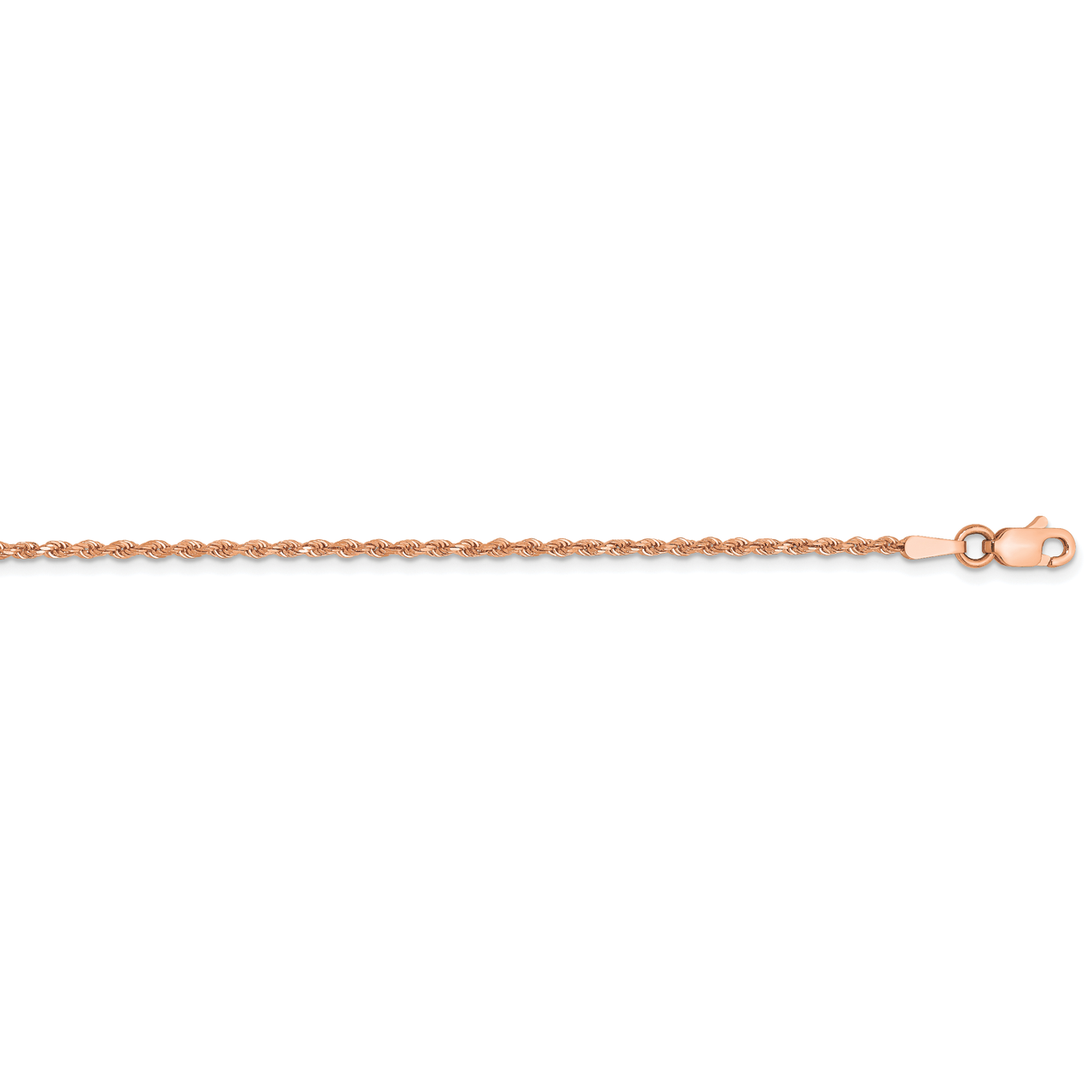 10 Inch 1.50mm Diamond-cut Rope with Lobster Clasp Chain 14k Rose Gold 012R-10