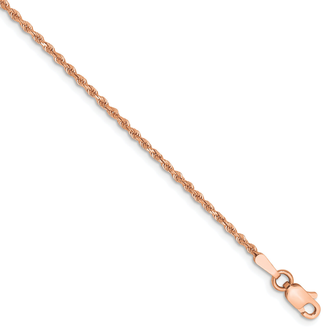 7 Inch 1.50mm Diamond-cut Rope with Lobster Clasp Chain 14k Rose Gold 012R-7
