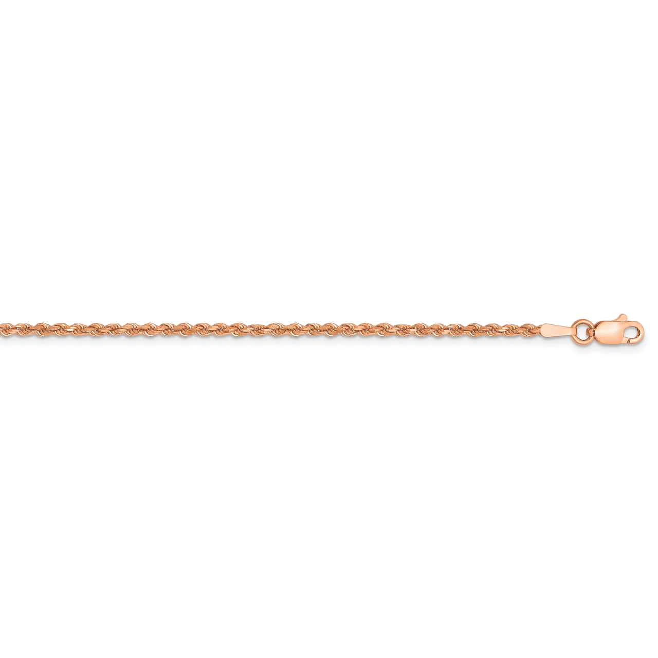 16 Inch 1.75mm Diamond-cut Rope with Lobster Clasp Chain 14k Rose Gold 014R-16