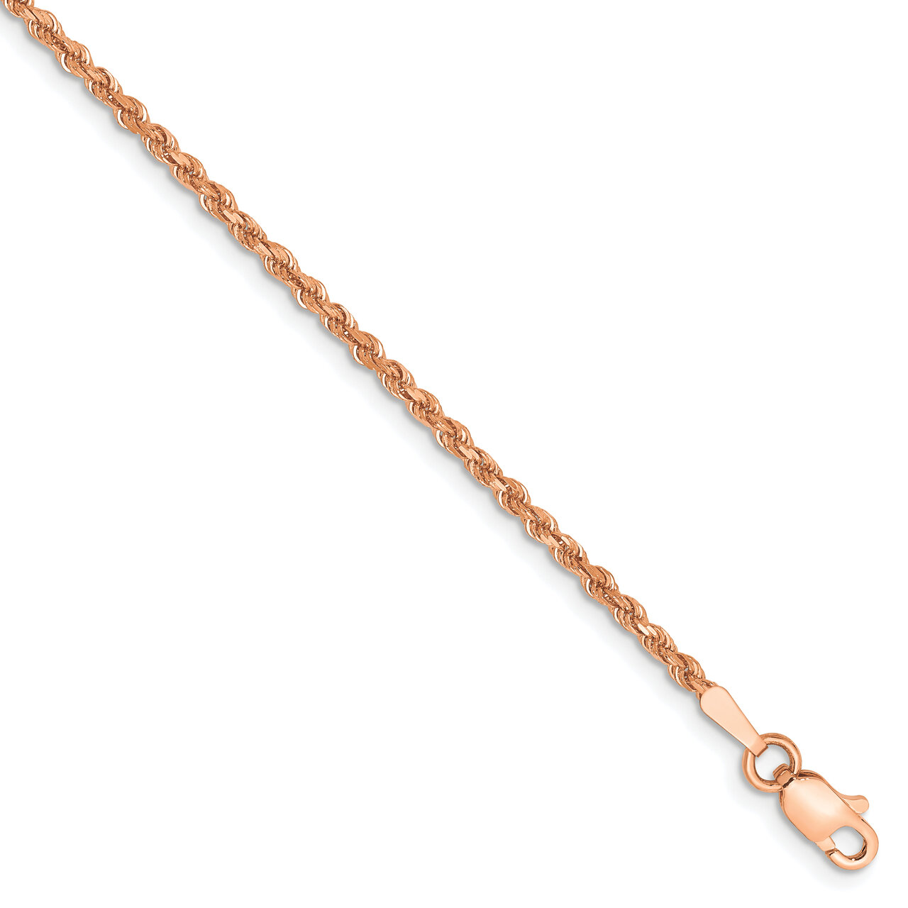 7 Inch 1.75mm Diamond-cut Rope with Lobster Clasp Chain 14k Rose Gold 014R-7