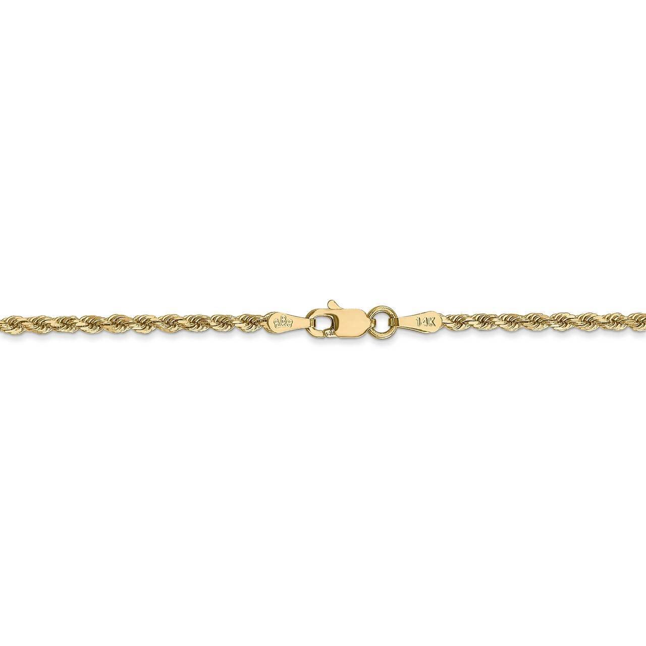 26 Inch 2mm Diamond-cut Rope with Lobster Clasp Chain 14k Yellow Gold 016L-26