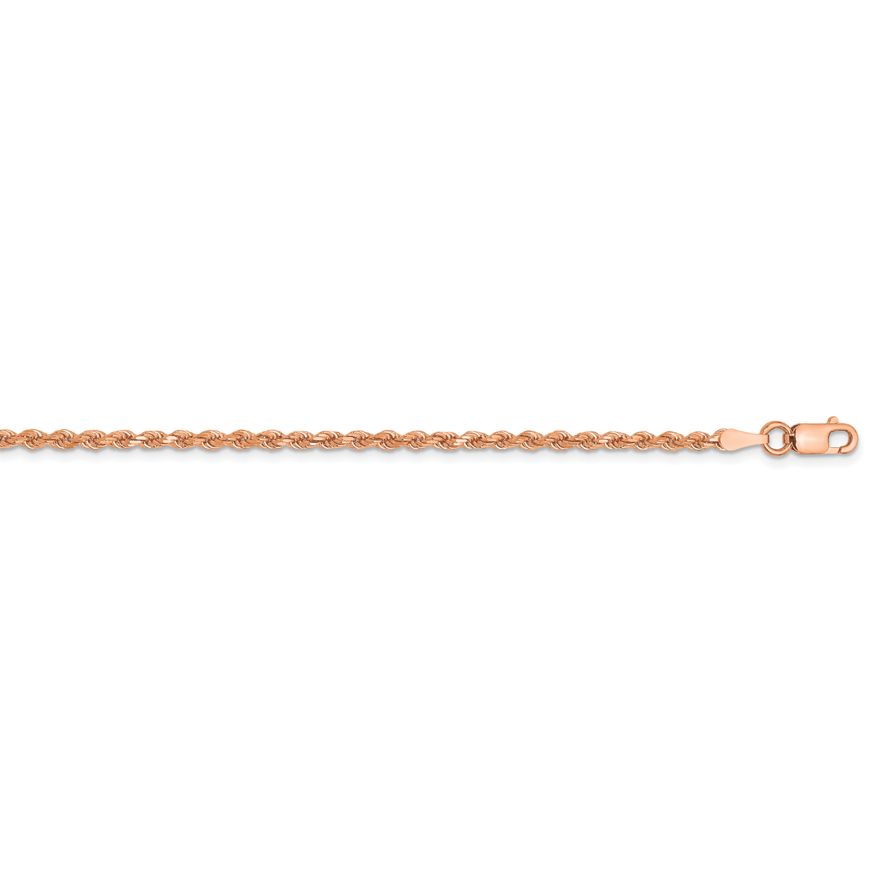 10 Inch 2mm Diamond-cut Rope Chain Anklet 14k Rose Gold 016R-10, MPN: 016R-10, 886774030555