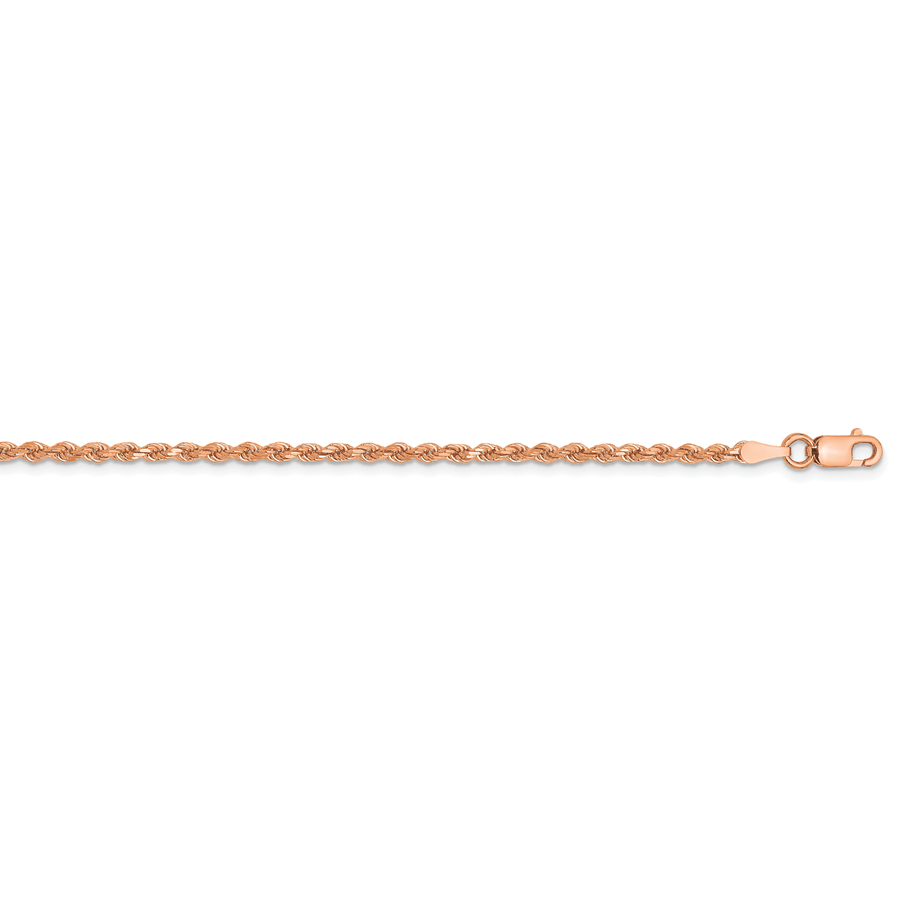 16 Inch 2mm Diamond-cut Rope with Lobster Clasp Chain 14k Rose Gold 016R-16