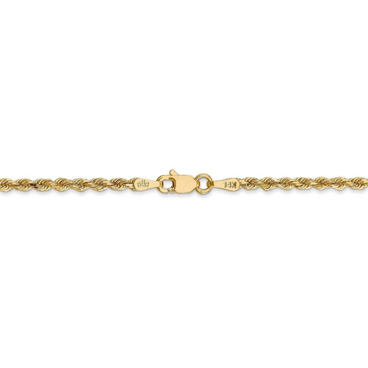 36 Inch 2.25mm Diamond-cut Rope with Lobster Clasp Chain 14k Yellow Gold 018L-36