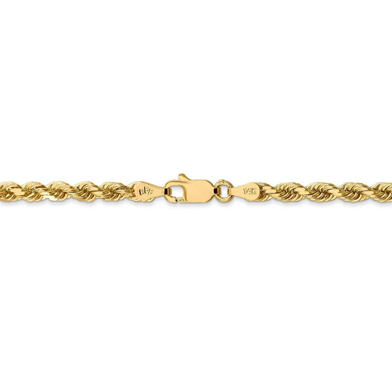 26 Inch 3.5mm Diamond-cut Rope with Lobster Clasp Chain 14k Yellow Gold 025L-26