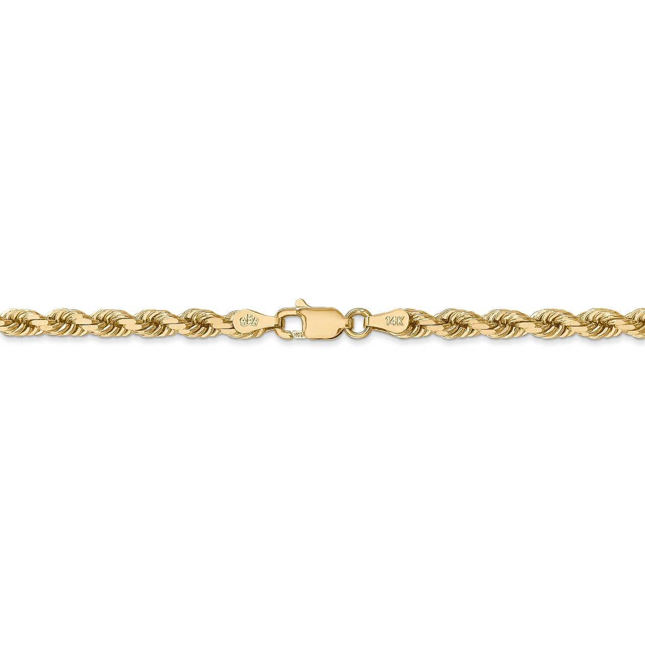 26 Inch 4mm Diamond-cut Rope with Lobster Clasp Chain 14k Yellow Gold 030L-26
