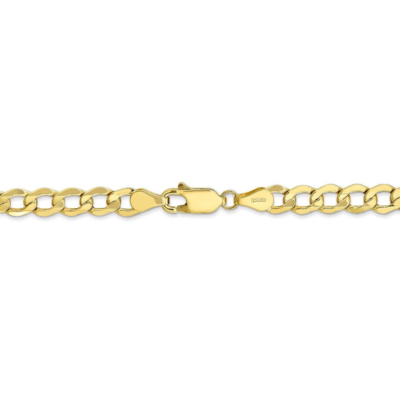 26 Inch 5.25mm Semi-Solid Curb Link Chain 10k Yellow Gold 10BC108-26