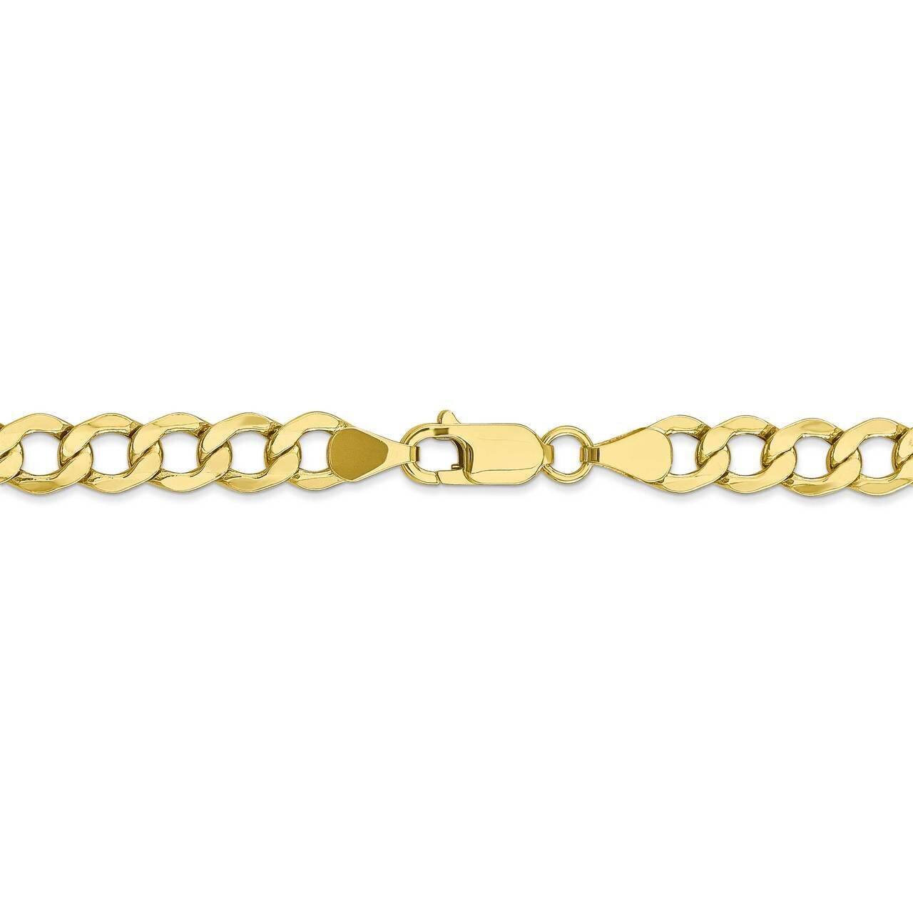 22 Inch 6.5mm Semi-Solid Curb Link Chain 10k Yellow Gold 10BC109-22