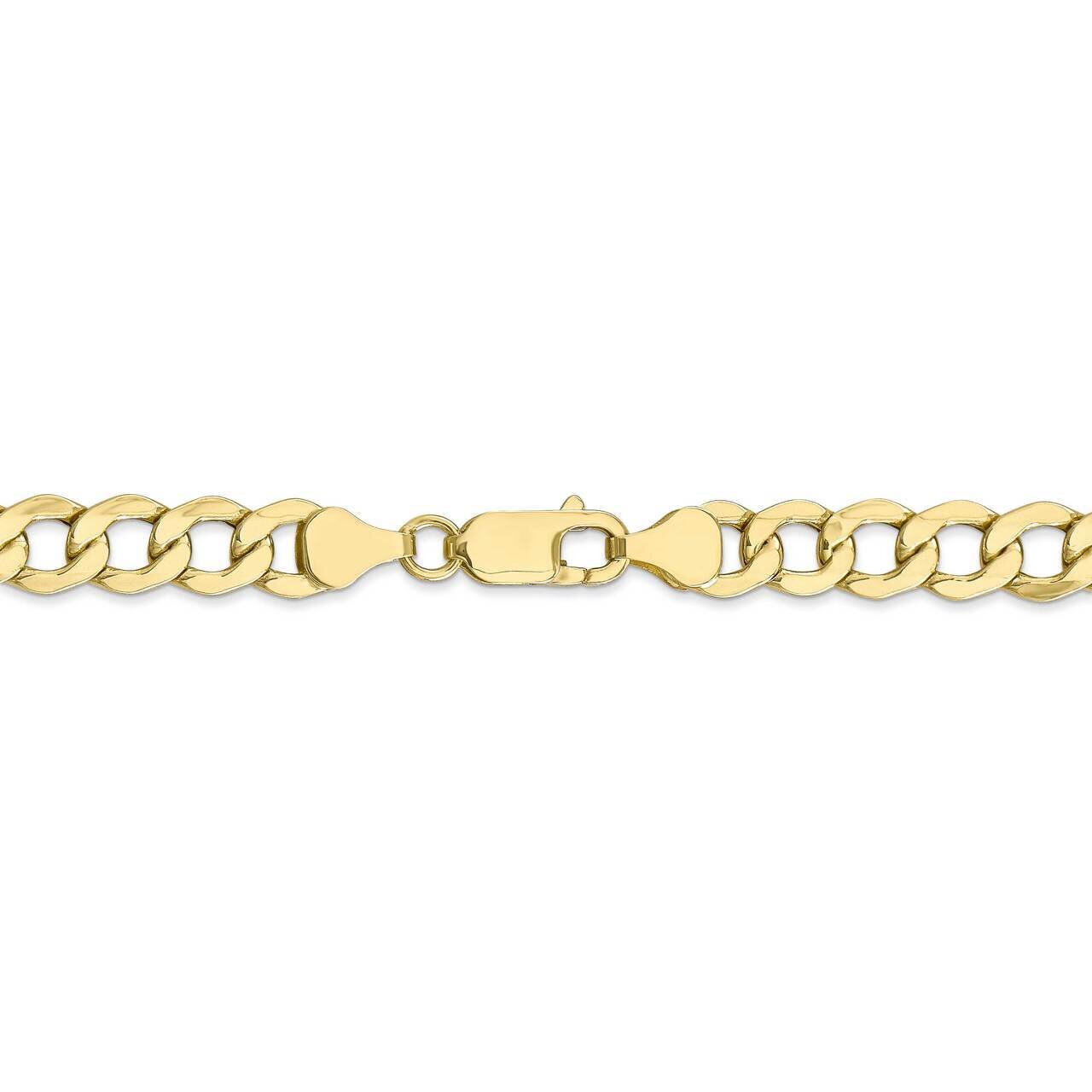 26 Inch 7.0mm Semi-Solid Curb Link Chain 10k Yellow Gold 10BC110-26