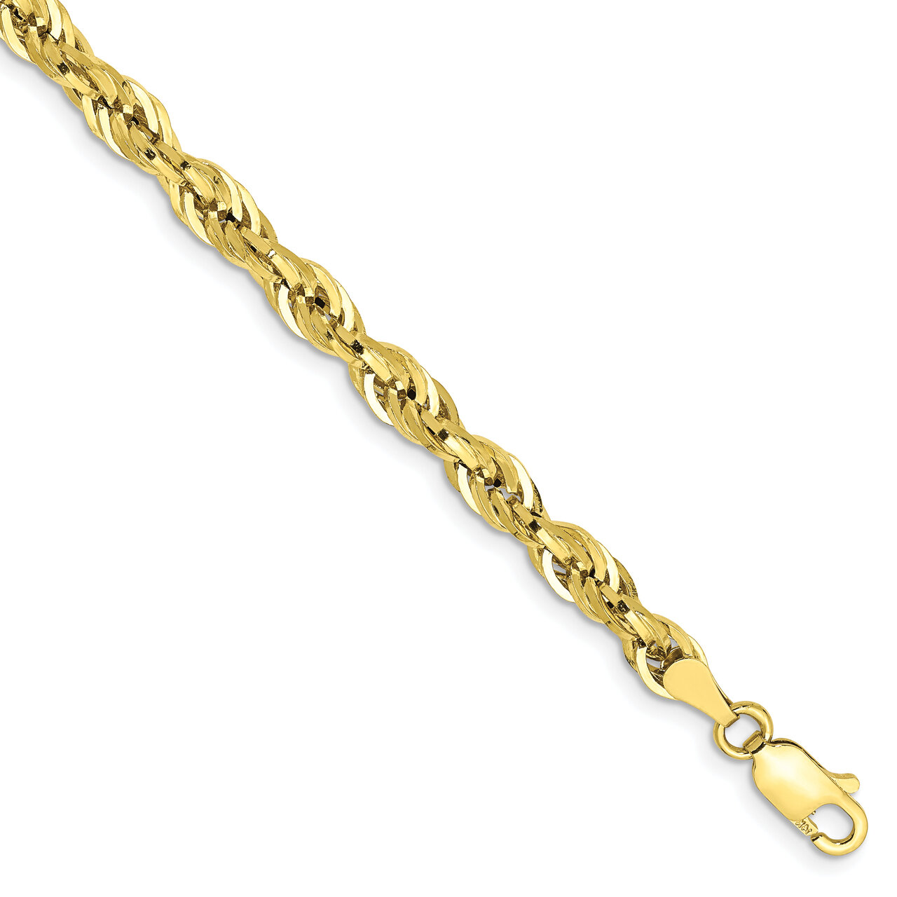 8 Inch 4.25mm Semi-Solid Rope Chain 10k Yellow Gold 10BC168-8