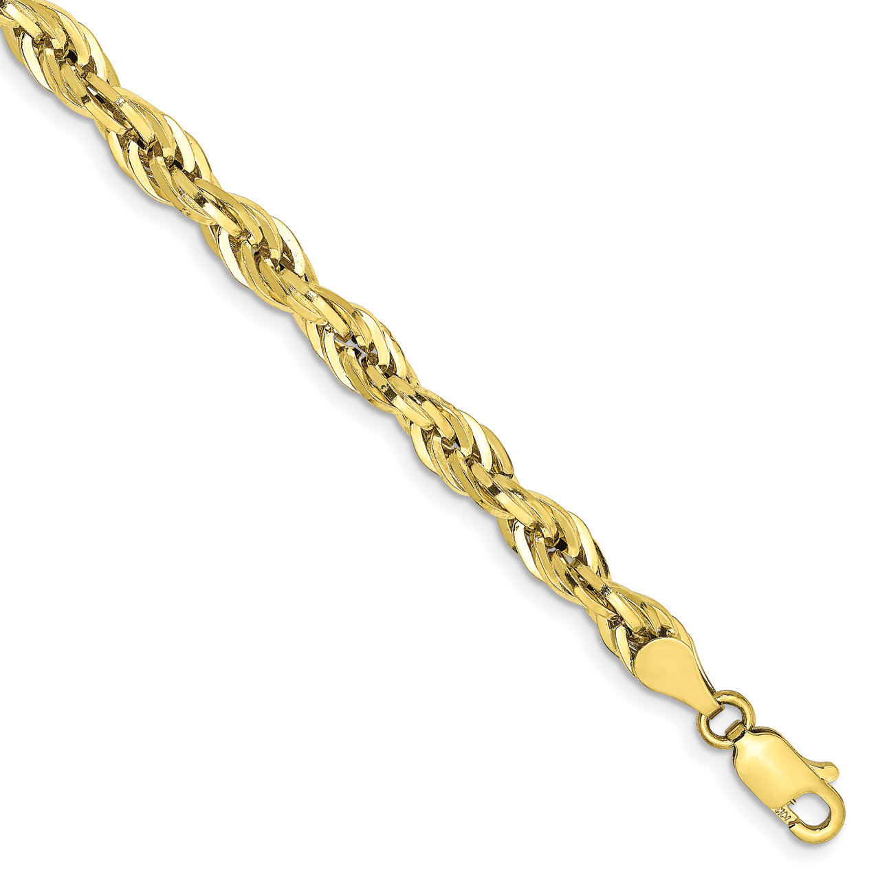8 Inch 4.75mm Semi-Solid Rope Chain 10k Yellow Gold 10BC169-8