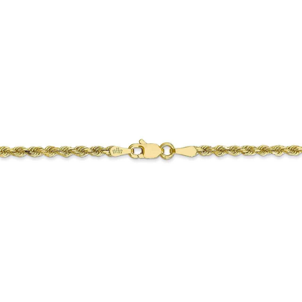 28 Inch 2.25mm Diamond-cut Rope Chain 10k Yellow Gold 10K018-28