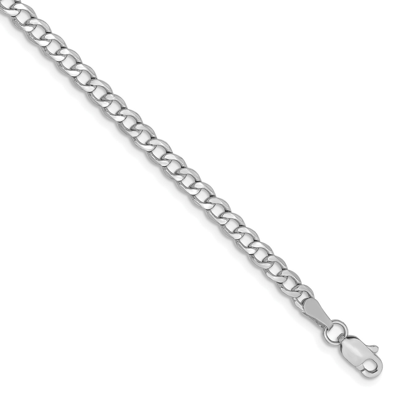 9 Inch 3.35mm Semi-Solid Curb Link Chain 14k White Gold BC103-9