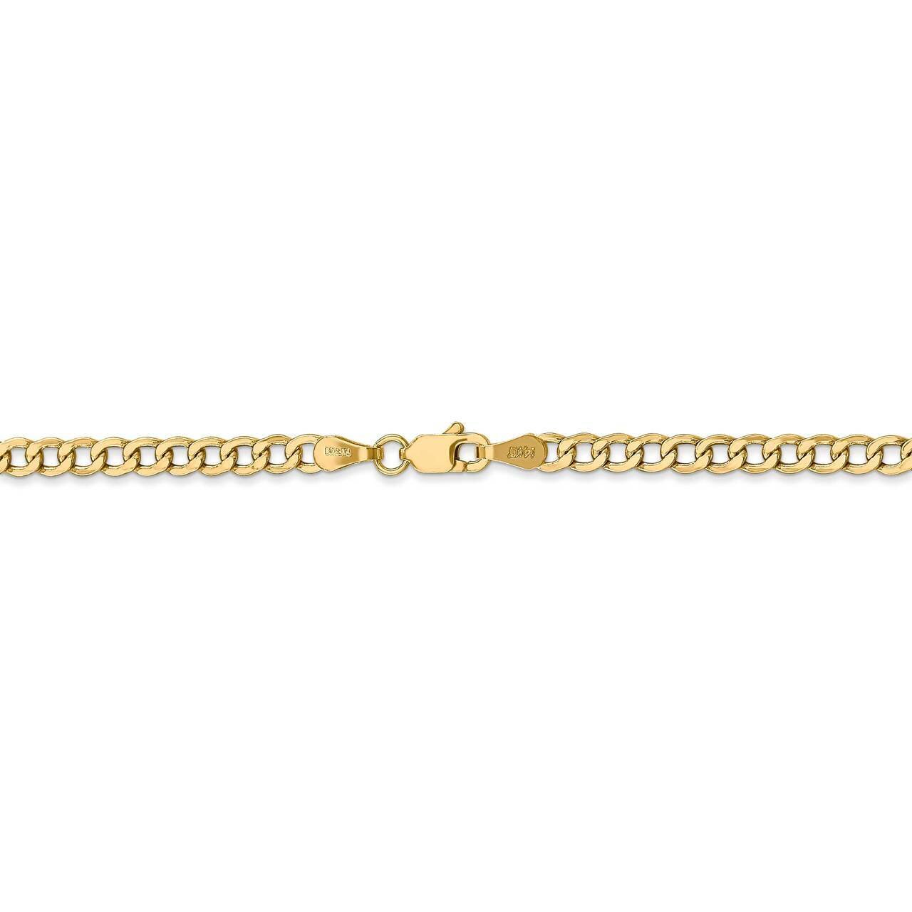 22 Inch 3.35mm Semi-Solid Curb Link Chain 14k Yellow Gold BC106-22