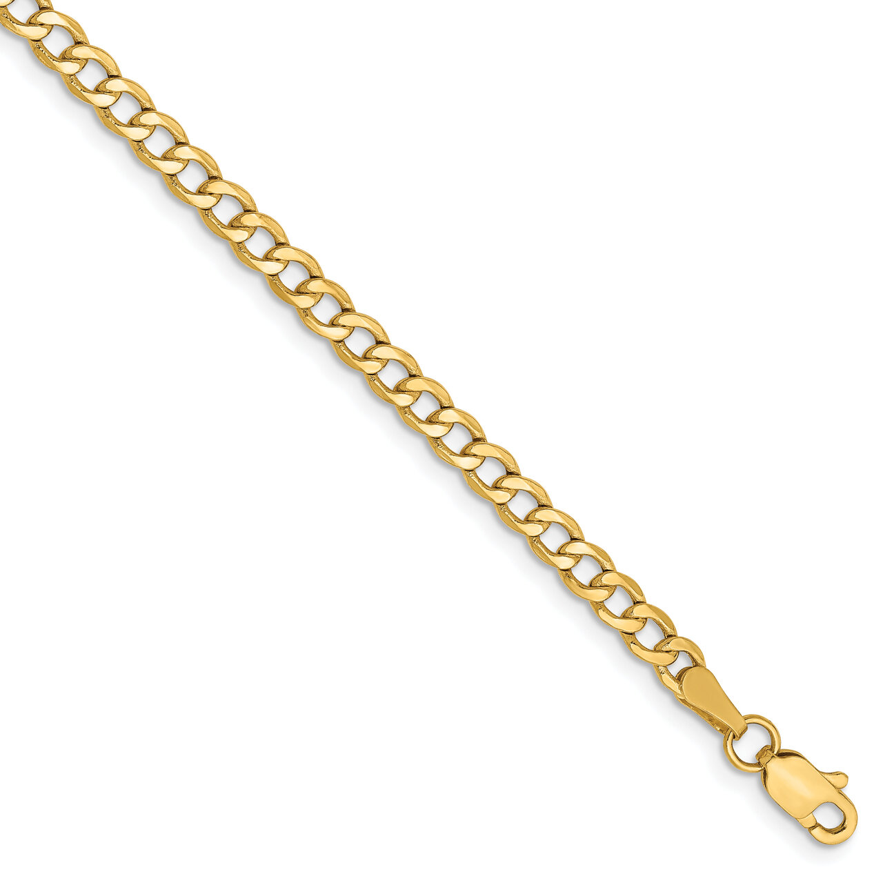 9 Inch 3.35mm Semi-Solid Curb Link Chain 14k Yellow Gold BC106-9