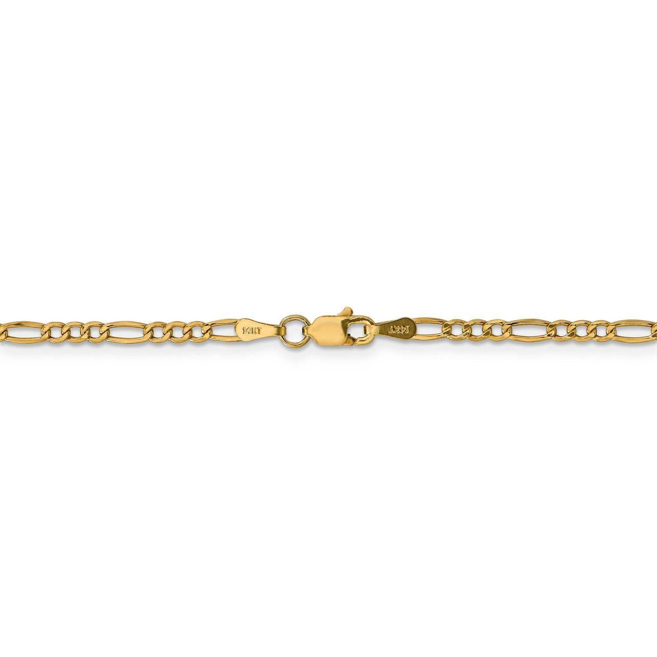 22 Inch 2.5mm Semi-Solid Figaro Chain 14k Yellow Gold BC120-22