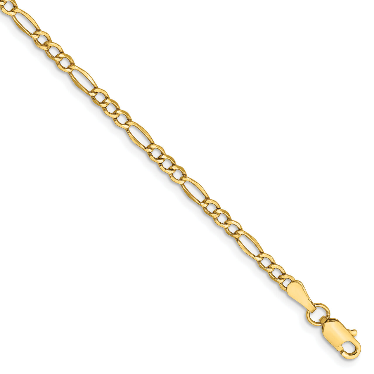 9 Inch 2.5mm Semi-Solid Figaro Chain 14k Yellow Gold BC120-9, MPN: BC120-9, 191101905285