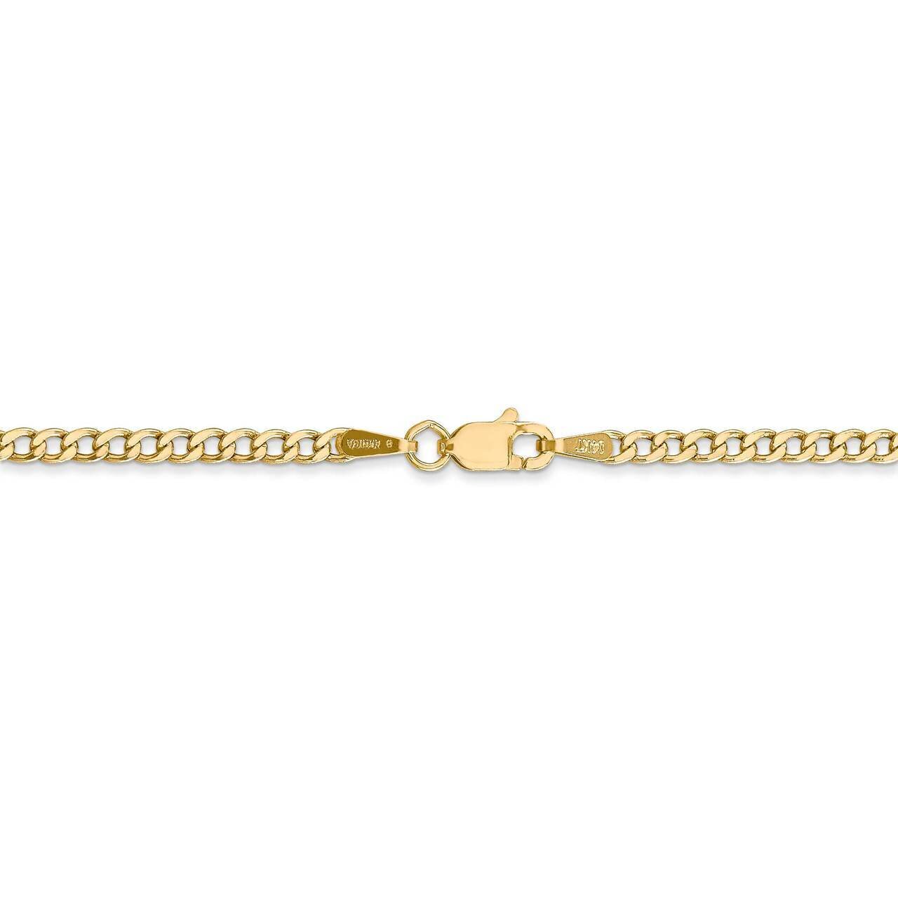 22 Inch 2.5mm Semi-Solid Curb Link Chain 14k Yellow Gold BC124-22