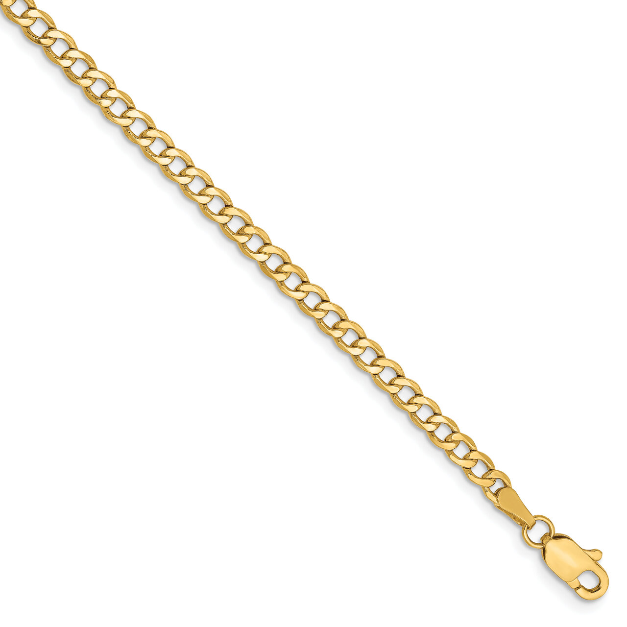 9 Inch 2.85mm Semi-Solid Curb Link Chain 14k Yellow Gold BC192-9