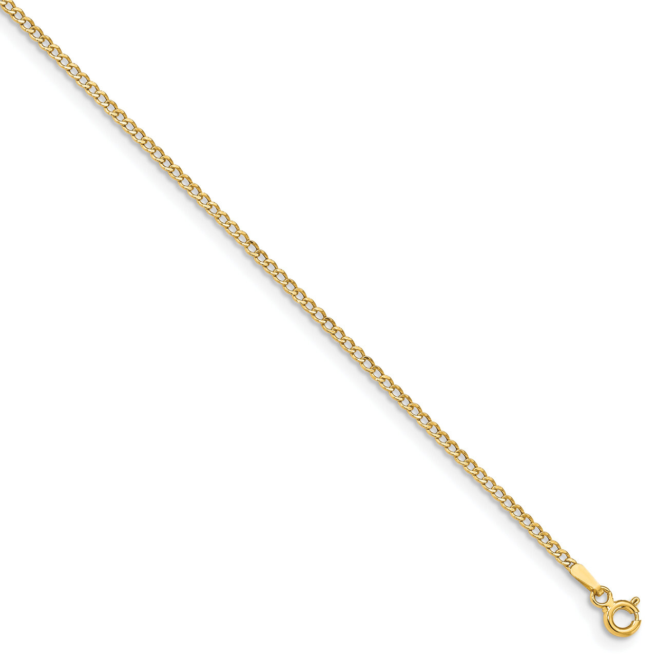 9 Inch 1.85mm Semi-Solid Curb Link Chain 14k Yellow Gold BC193-9