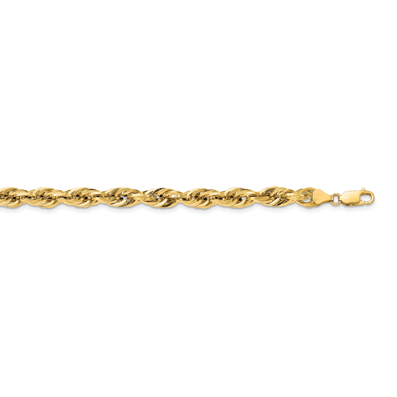18 Inch 7.0mm Semi-Solid Rope Chain 14k Yellow Gold BC194-18