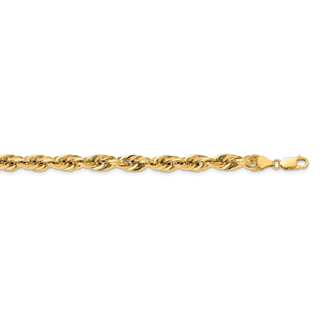 20 Inch 7.0mm Semi-Solid Rope Chain 14k Yellow Gold BC194-20, MPN: BC194-20, 883957725727